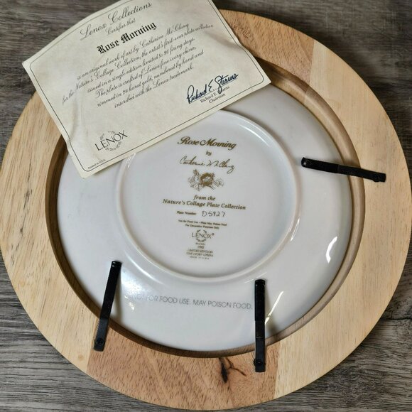 Lenox 1993 Natures Collage Plate Rose Morning Wood Frame D5927 Chickadee Birds - Picture 7 of 9